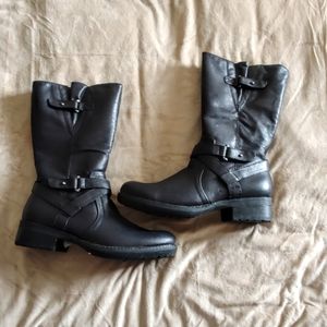 Black Bare Traps Harley Fabric Moto Boots 9.5